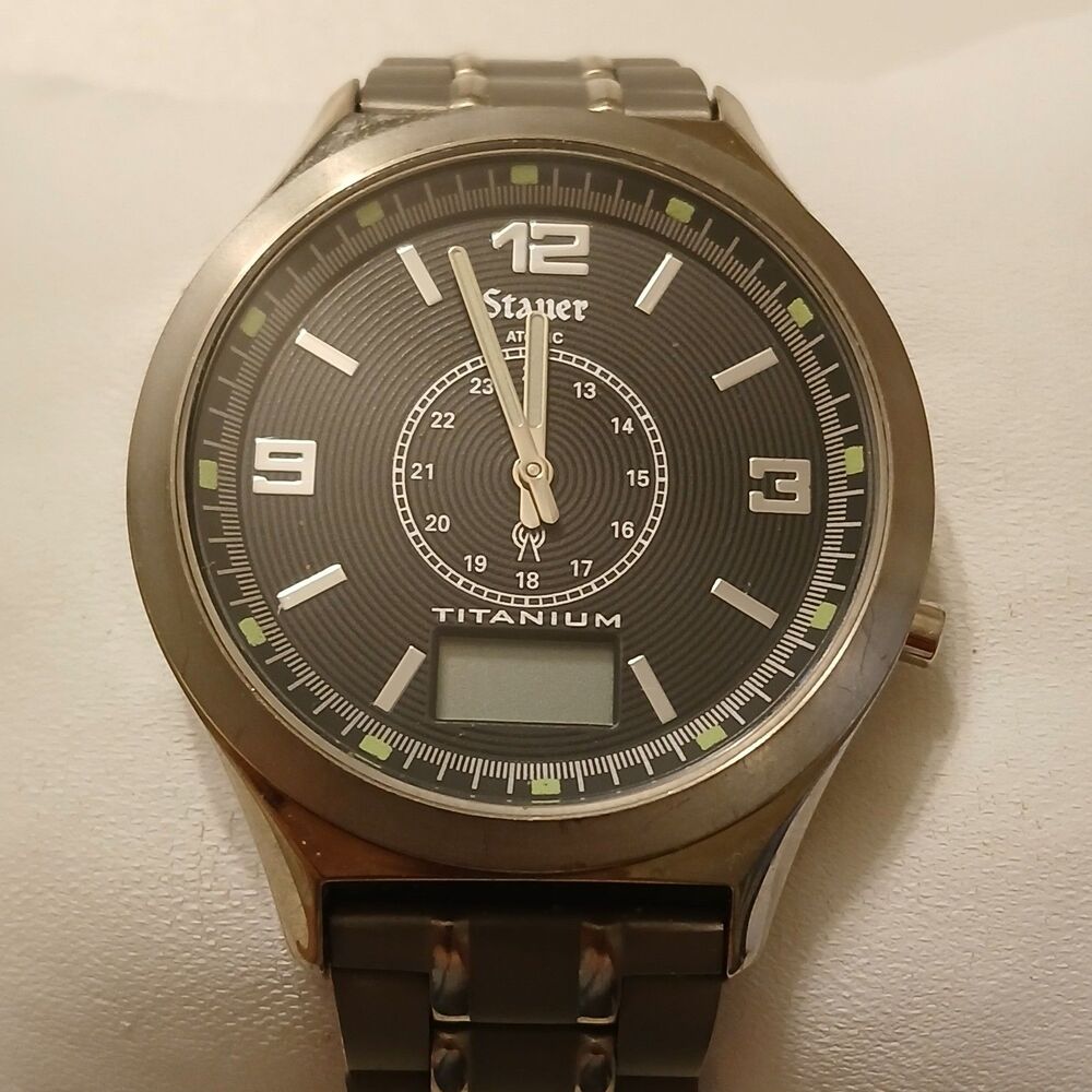 Parts/Repair Stauer Titanium 15442 Atomic Radio Controlled Men's Watch 41.5mm
